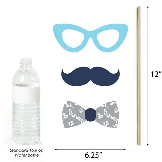 Big Dot of Happiness Blue Elephant - Boy Baby Shower or Birthday Party Photo Booth Props Kit - 20 Count {6}