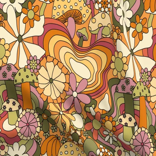 Various Fabrics by the Yard or Fat Quarter Retro Vintage Floral Hippie Groovy 70S 60S Bohemian Boho Daisy Custom Printed Fabric by Spoonflower {5}