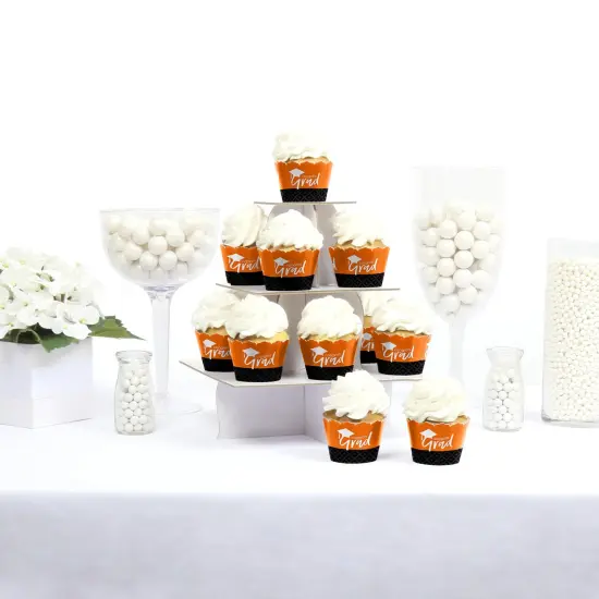 Big Dot of Happiness Orange Graduation Party Decorations - Party Cupcake Wrappers - Set of 12 {3}