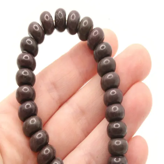 63 10mm x 6mm Dyed Purple Howlite Stone Rondelle Beads {5}