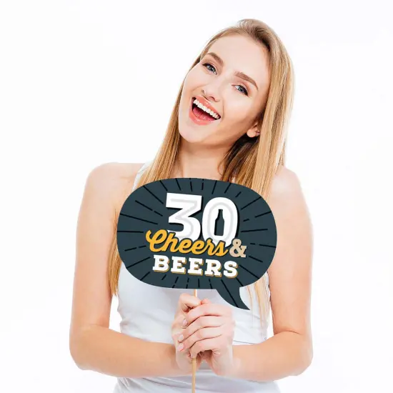 Big Dot of Happiness Cheers and Beers to 30 Years - 30th Birthday Party Photo Booth Props Kit - 20 Count {4}