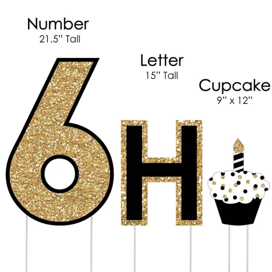 Big Dot of Happiness Adult 60th Birthday - Gold - Yard Sign Outdoor Lawn Decorations - Happy Birthday Yard Signs {7}