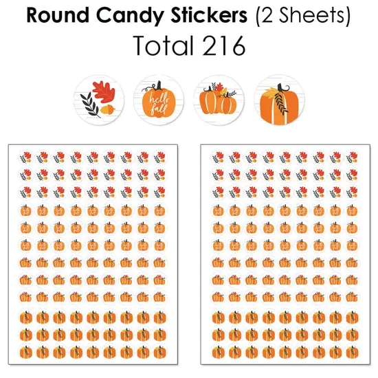 Big Dot of Happiness Fall Pumpkin - Halloween or Thanksgiving Party Candy Favor Sticker Kit - 304 Pieces {6}