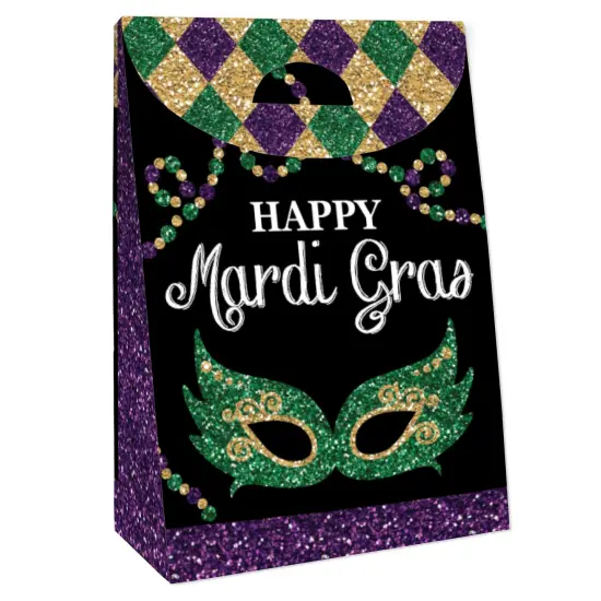 Big Dot of Happiness Mardi Gras - Masquerade Gift Favor Bags - Party Goodie Boxes - Set of 12 {4}