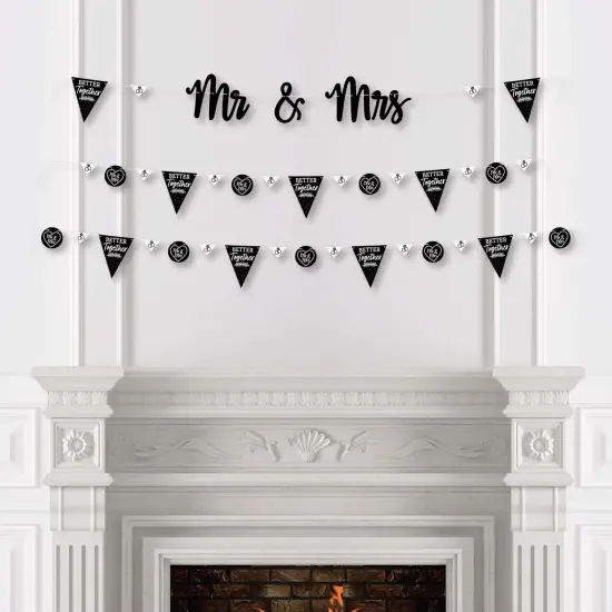 Big Dot of Happiness Mr. and Mrs. - Black & White Wedding or Bridal Shower Letter Banner Decoration - 36 Banner Cutouts & Mr. and Mrs. Banner Letters {4}