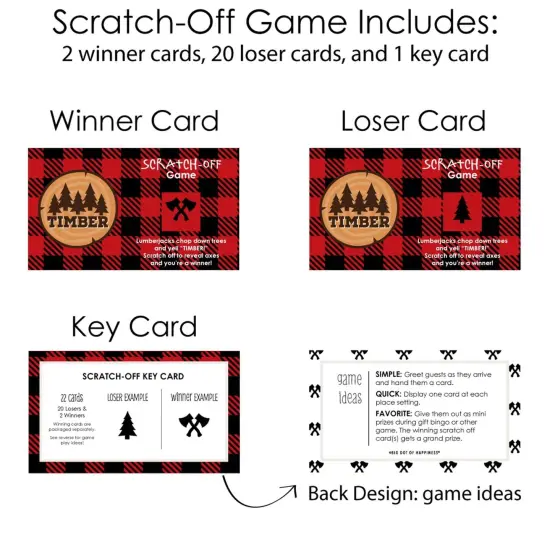 Big Dot of Happiness Lumberjack - Channel the Flannel - Buffalo Plaid Party Game Scratch Off Cards - 22 Count {6}
