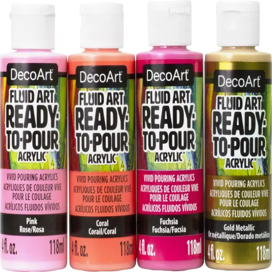 Decoart Fluidart Paint Pouring Value Pack 4/Pkg-Groovy Gold {2}