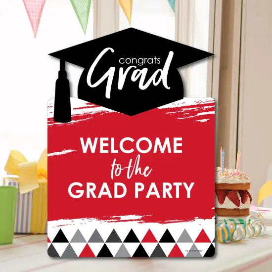 Big Dot of Happiness Red Graduation Party Decorations - Grad Party Welcome Yard Sign {7}