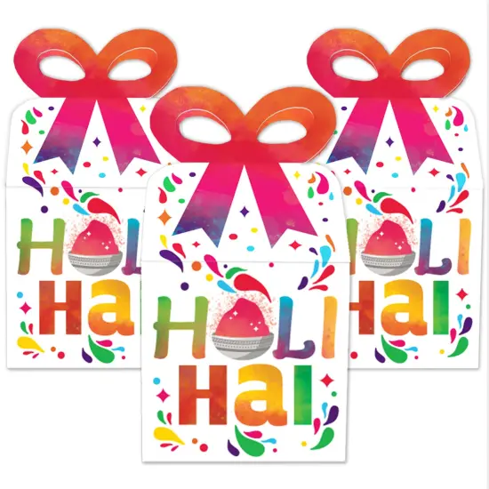 Big Dot of Happiness Holi Hai - Square Favor Gift Boxes - Festival of Colors Party Bow Boxes - Set of 12 {3}