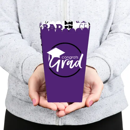 Big Dot of Happiness Purple Graduation Party Favor Popcorn Treat Boxes - Set of 12 {6}