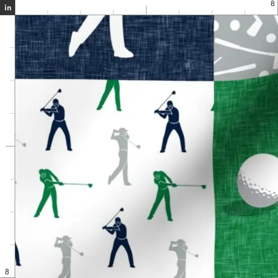 Various Fabrics by the Yard or Fat Quarter Golf Patchwork Golfing Green Navy Gray Plaid Custom Printed Fabric by Spoonflower {4}