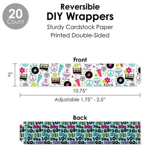 Big Dot of Happiness Through the Decades - 50s, 60s, 70s, 80s, and 90s Party Favors and Cupcake Kit - Fabulous Favor Party Pack - 100 Pieces {4}