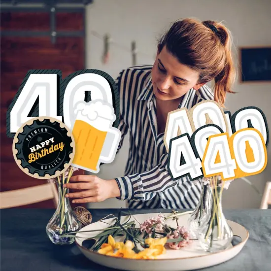 Big Dot of Happiness Cheers and Beers to 40 Years - 40th Birthday Party Centerpiece Sticks - Showstopper Table Toppers - 35 Pieces {4}