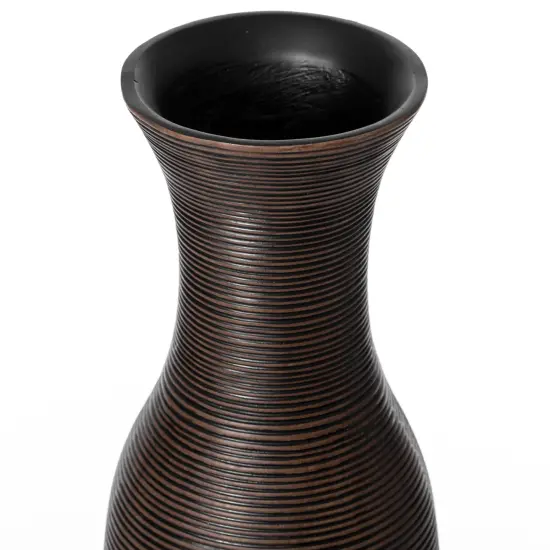 Tall Decorative Modern Ribbed Trumpet Design Brown Floor Vase - Contemporary Home Decor, Stylish Accent Piece for Living Room, Dining Room, or Entryway - Statement Vase for Flowers and Greenery {6}