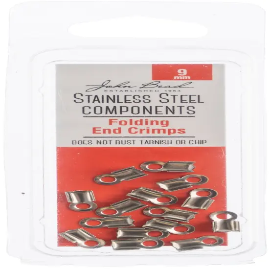 John Bead Stainless Steel Folding End Crimp 15/Pkg-9mm {1}
