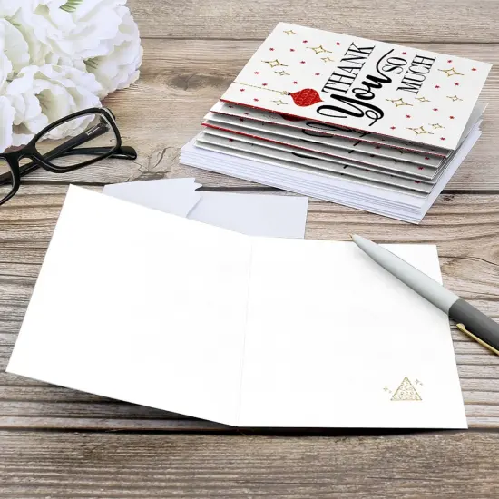 Big Dot of Happiness Red and Gold Friendsmas - Friends Christmas Party Thank You Cards (8 Count) {6}