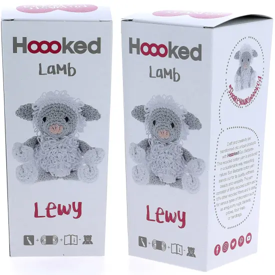 Multipack of 2 - Hoooked Lamb Lewy Yarn Kit W/Eco Barbante Yarn-White & Gray {1}