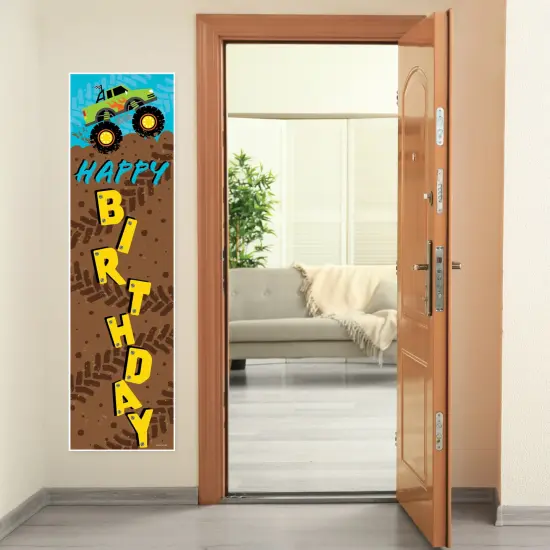 Big Dot of Happiness Smash and Crash - Monster Truck - Boy Birthday Party Front Door Decoration - Vertical Banner {7}