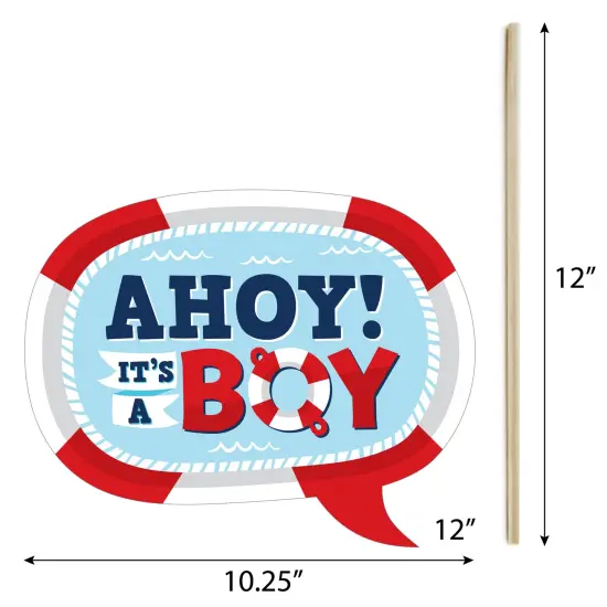 Big Dot of Happiness Ahoy It's a Boy - Nautical Baby Shower Photo Booth Props Kit - 20 Count {7}