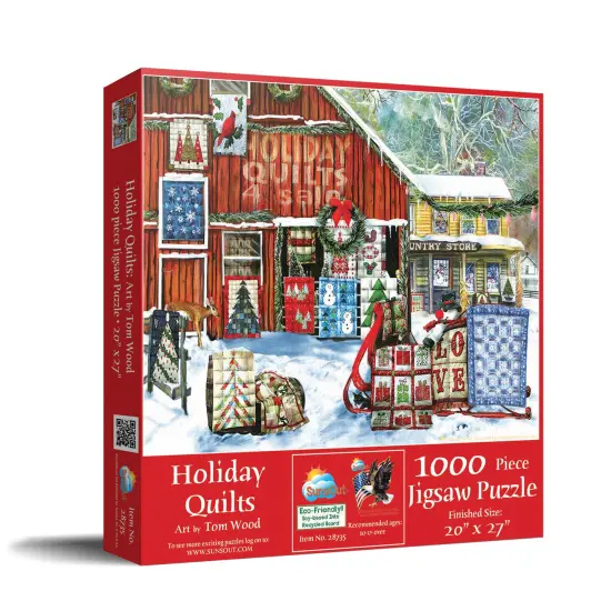 Sunsout Holiday Quilts 1000 pc Christmas Jigsaw Puzzle 28735 {3}