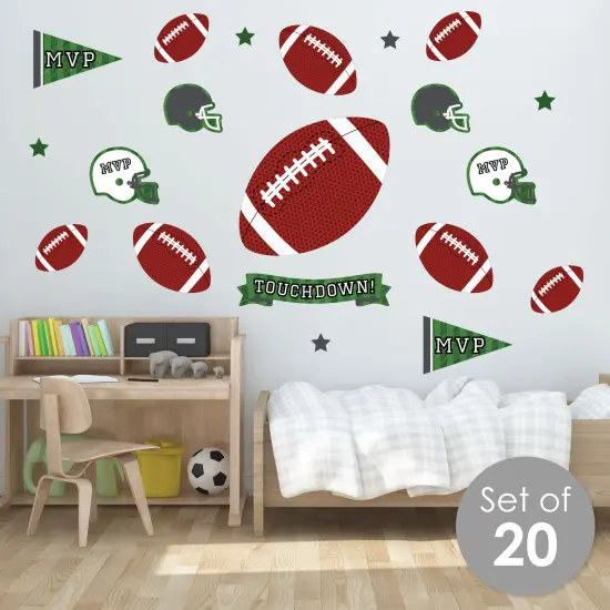 Big Dot of Happiness End Zone - Football - Peel and Stick Sports Decor Vinyl Wall Art Stickers - Wall Decals - Set of 20 {3}