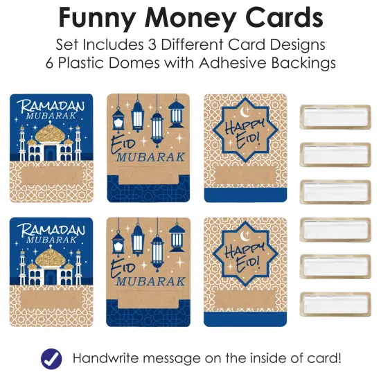 Big Dot of Happiness Ramadan - DIY Assorted Eid Mubarak Cash Holder Gift - Funny Money Cards - Set of 6 {7}