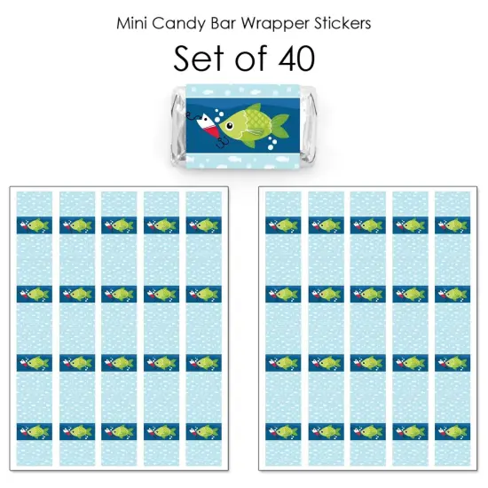 Big Dot of Happiness Let&rsquo;s Go Fishing - Mini Candy Bar Wrapper Stickers - Fish Themed Birthday Party or Baby Shower Small Favors - 40 Count {4}