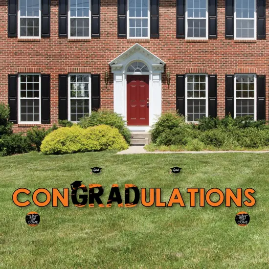 Big Dot of Happiness Orange Graduation Party Yard Signs - Outdoor Lawn Decorations - ConGRADulations {4}
