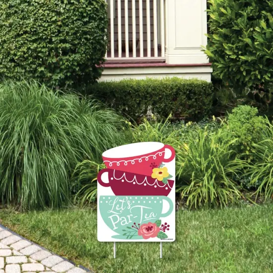 Big Dot of Happiness Floral Let's Par-Tea - Outdoor Lawn Sign - Garden Tea Party Yard Sign - 1 Piece {1}