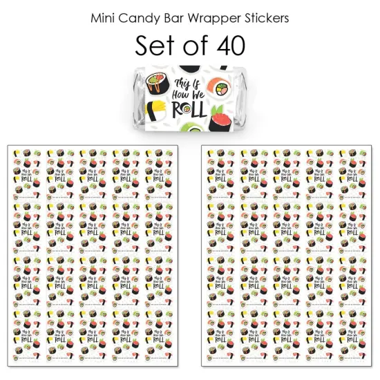 Big Dot of Happiness Let&rsquo;s Roll - Sushi - Mini Candy Bar Wrapper Stickers - Japanese Party Small Favors - 40 Count {4}