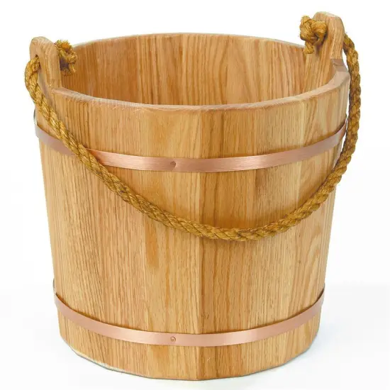 Lehman's Old Fashioned Unlined Wooden Oak Bucket Copper Bands USA Made 2 Gallon {1}
