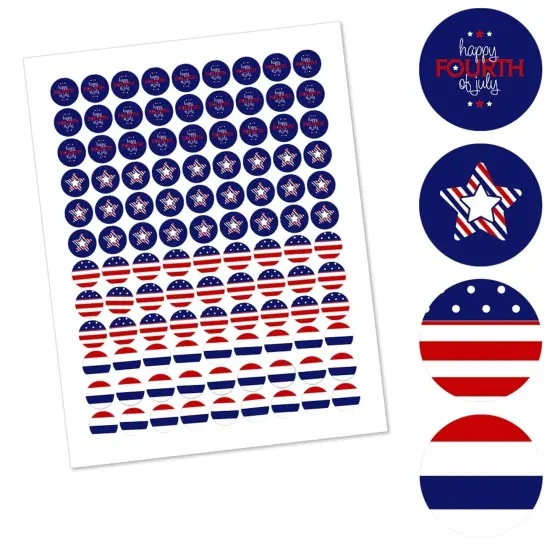 Big Dot of Happiness 4th of July - Independence Day Round Candy Sticker Favors - Labels Fits Hershey&lsquo;s Kisses (1 Sheet of 108) {3}