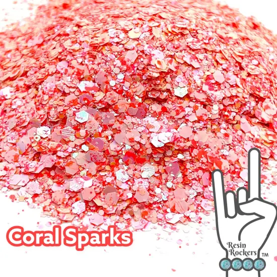 Coral Sparks Holographic and Pearlescent Pixie for Poxy Chunky Glitter Mix {1}
