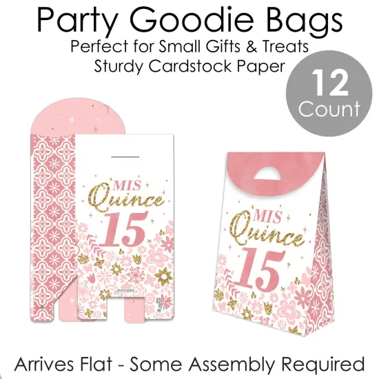 Big Dot of Happiness Mis Quince Anos - Quinceanera Sweet 15 Birthday Gift Favor Bags - Party Goodie Boxes - Set of 12 {7}