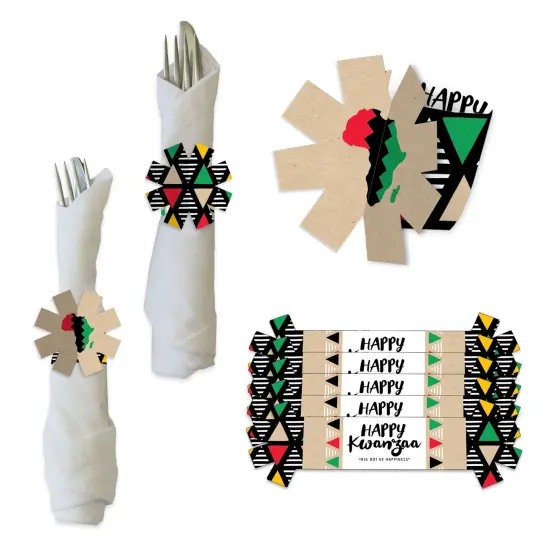 Big Dot of Happiness Happy Kwanzaa - Heritage Holiday Party Paper Napkin Holder - Napkin Rings - Set of 24 {1}