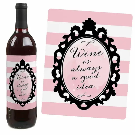 Big Dot of Happiness Paris, Ooh La La - Paris Themed Baby Shower or Birthday Party Decorations for Women & Men - Wine Bottle Label Stickers - Set of 4 {4}