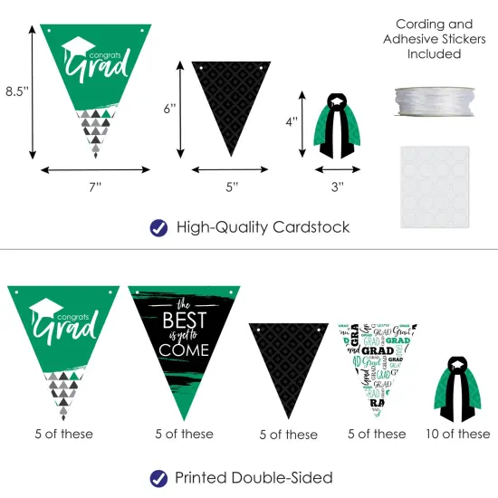 Big Dot of Happiness 30 Piece Green Graduation Party Pennant Triangle Banner {4}