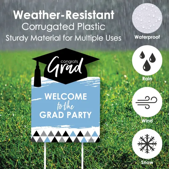 Big Dot of Happiness Light Blue Graduation Party Decorations - Grad Party Welcome Yard Sign {4}