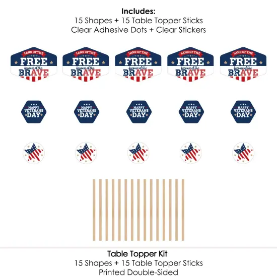 Big Dot of Happiness Happy Veterans Day - Patriotic Centerpiece Sticks - Table Toppers - Set of 15 {7}
