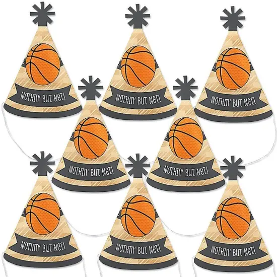 Big Dot of Happiness Nothin' but Net - Basketball - Mini Cone Baby Shower or Birthday Party Hats - Small Little Party Hats - Set of 8 {1}