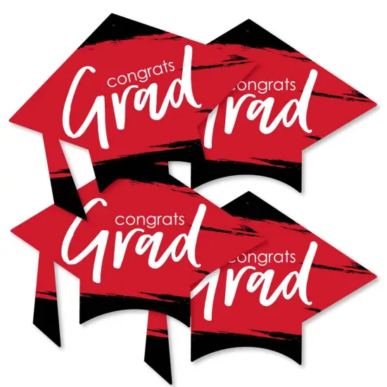 Big Dot of Happiness Red Graduation - Grad Cap Decorations DIY Party Essentials - Set of 20 {1}