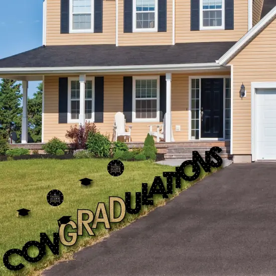 Big Dot of Happiness Gold Graduation Party Yard Signs - Outdoor Lawn Decorations - ConGRADulations {4}