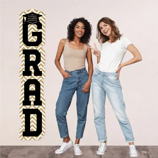 Big Dot of Happiness Gold Graduation Banner - Vertical Shaped Banner Decorations {6}