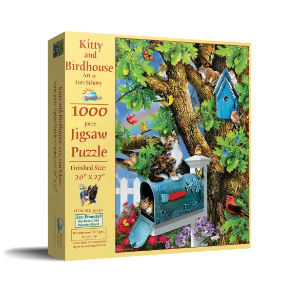 Sunsout Kitty and Birdhouse 1000 pc Jigsaw Puzzle 35240 {3}