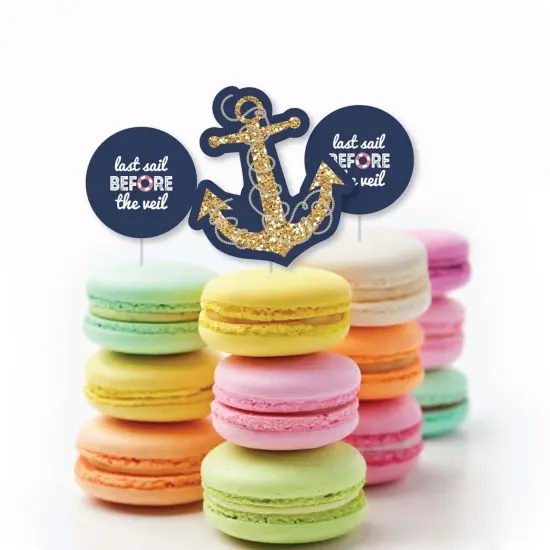 Big Dot of Happiness Last Sail Before the Veil - Dessert Cupcake Toppers - Nautical Bachelorette and Bridal Shower Clear Treat Picks - Set of 24 {6}