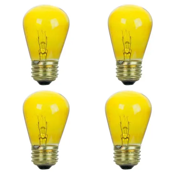 4Pk - Sunlite 11w S14 120v Transparent Yellow Colored E26 Medium Base Light Bulb {1}