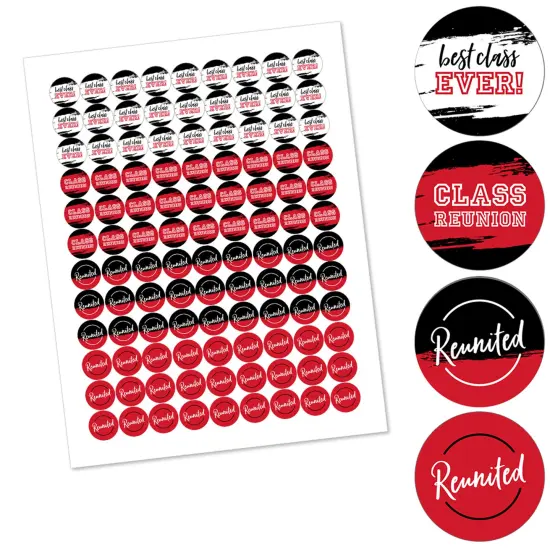 Big Dot of Happiness Reunited Red - School Class Reunion Party Round Candy Sticker Favors - Labels Fits Chocolate Candy (1 sheet of 108) {3}