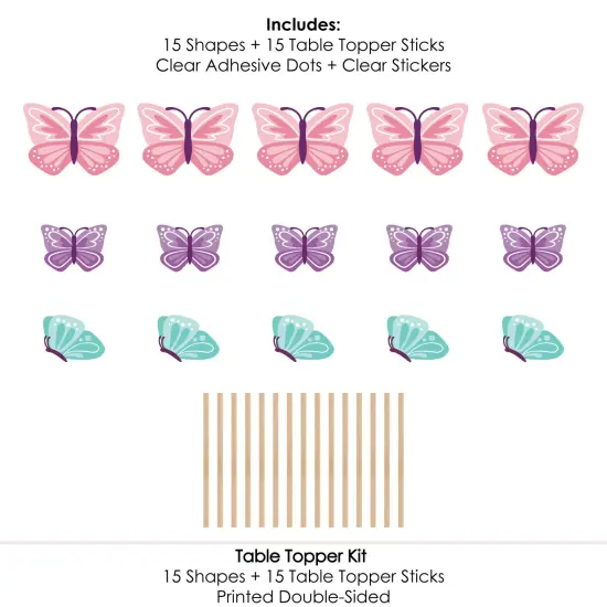 Big Dot of Happiness Beautiful Butterfly - Floral Baby Shower or Birthday Party Centerpiece Sticks - Table Toppers - Set of 15 {7}