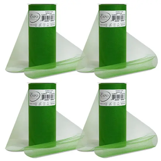 Pack of 4 Premium Matte Tulle Spool of 6-inch X 25 Yards Emerald {1}