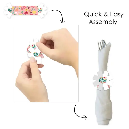 Big Dot of Happiness Colorful Floral Happy Mother's Day - We Love Mom Party Paper Napkin Holder - Napkin Rings - Set of 24 {6}